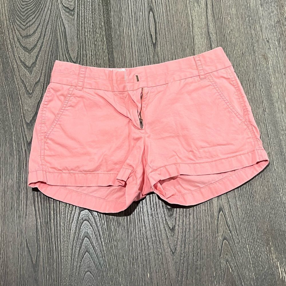 J. Crew Chino Broken-In Shorts Flat Front Hook & Eye Zip Fly Cotton Pink Size 2